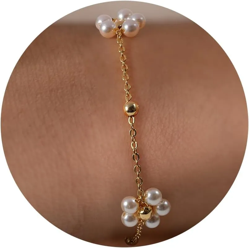 Pearl Bracelet-14K Gold Filled Pear Bracelets for women 6.5 2