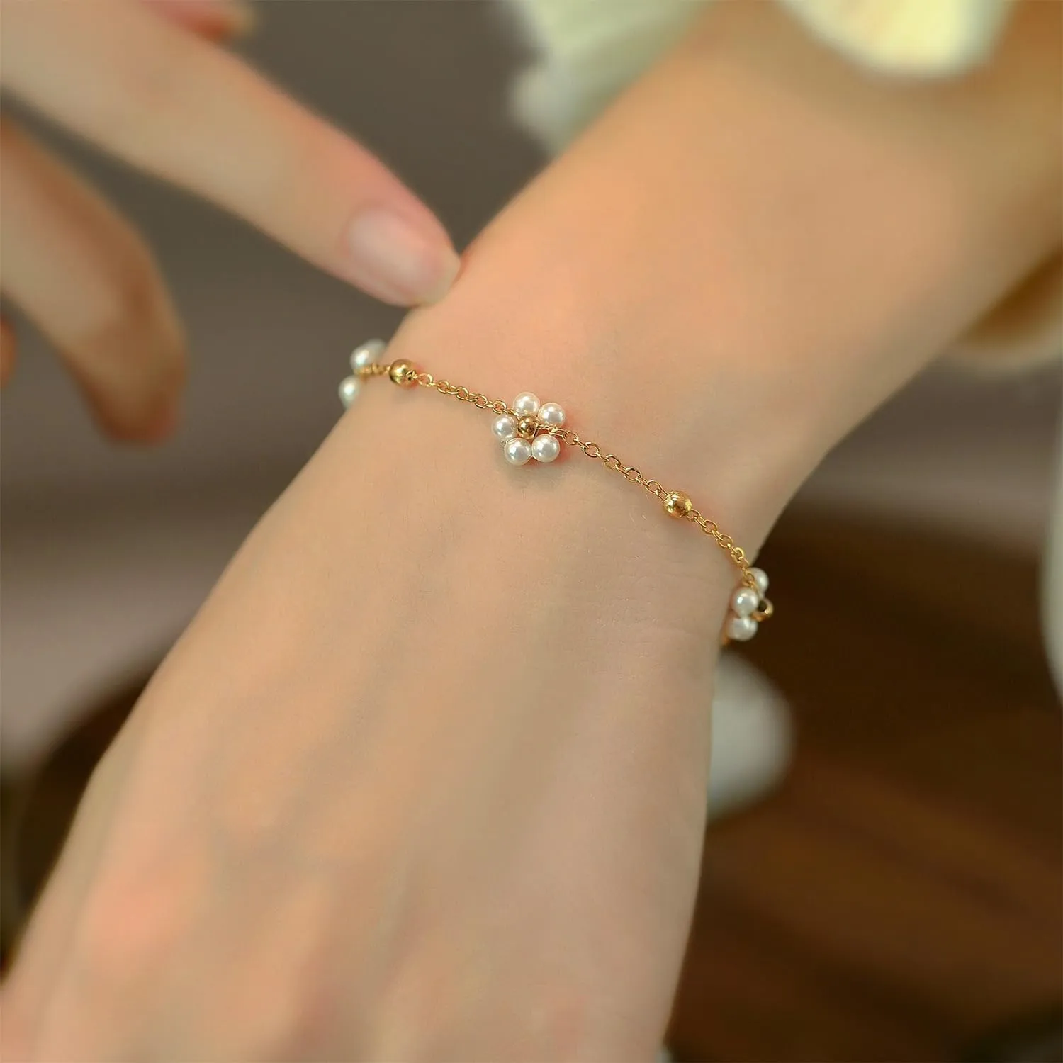 Pearl Bracelet-14K Gold Filled Pear Bracelets for women 6.5 2