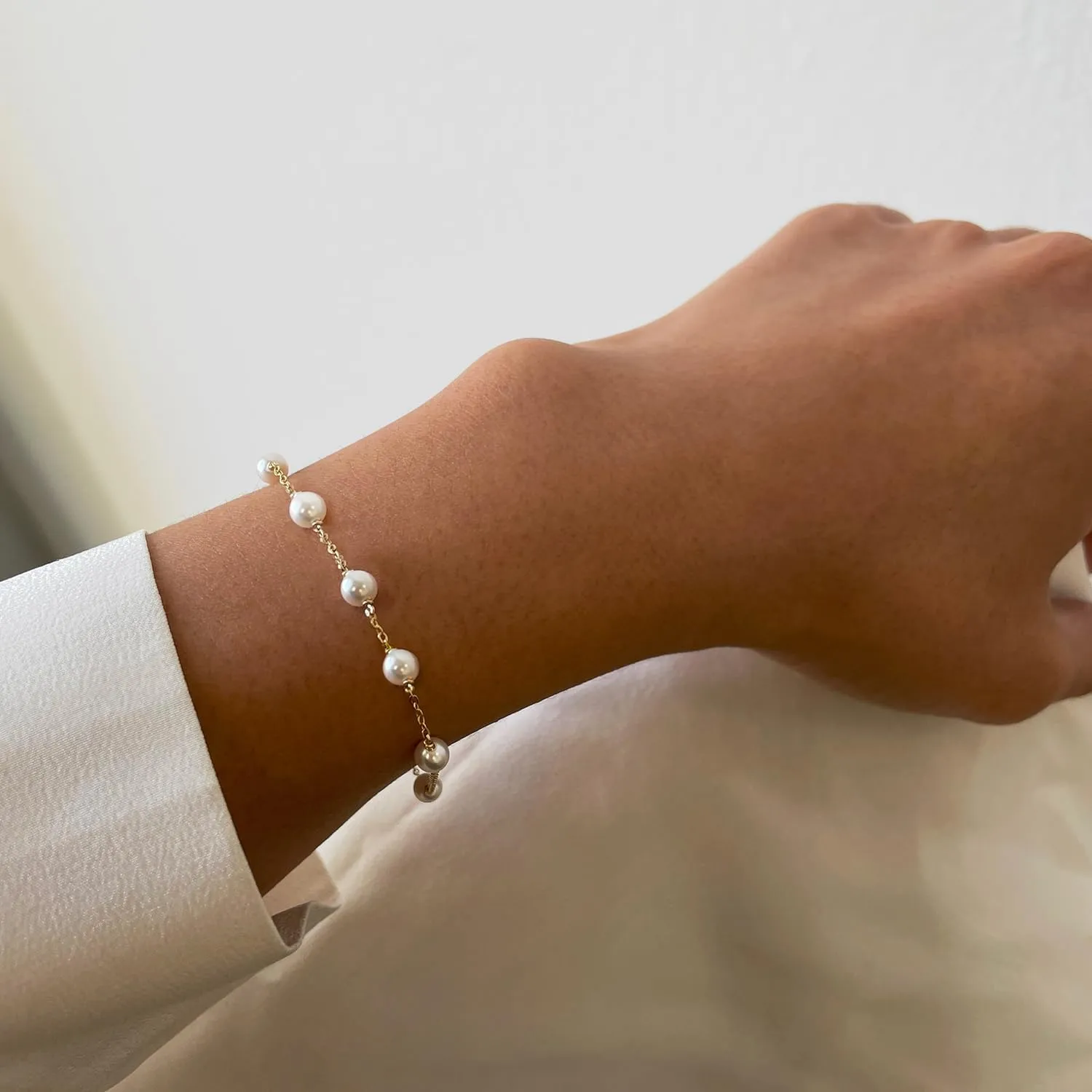 Pearl Bracelet-14K Gold Filled Pear Bracelets for women 6.5 2