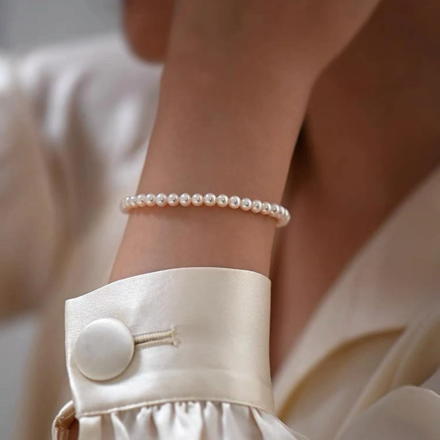 Pearl Bracelet-14K Gold Filled Pear Bracelets for women 6.5 2