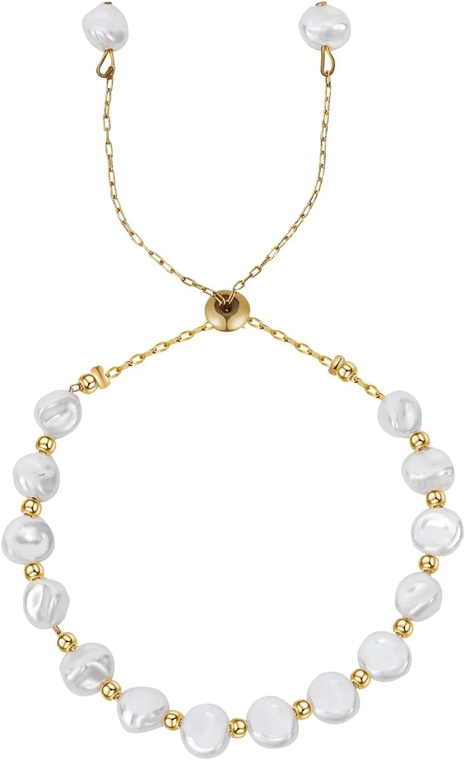 Pearl Bracelets for Women, Dainty Pearl Beads Gold Chain Adjustable Bracelets Personalized Simple Fashion Holiday Present Women Jewelry Gifts