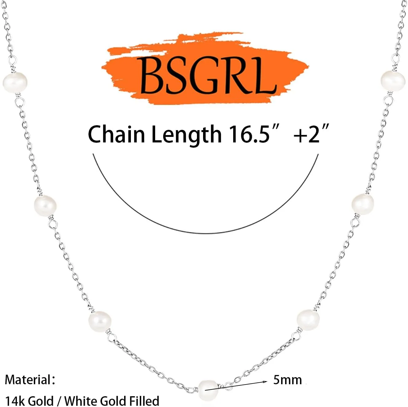 Pearl Necklace for Women- 14K Gold-plated/White Gold-plated Dainty Pearl Necklace for Women