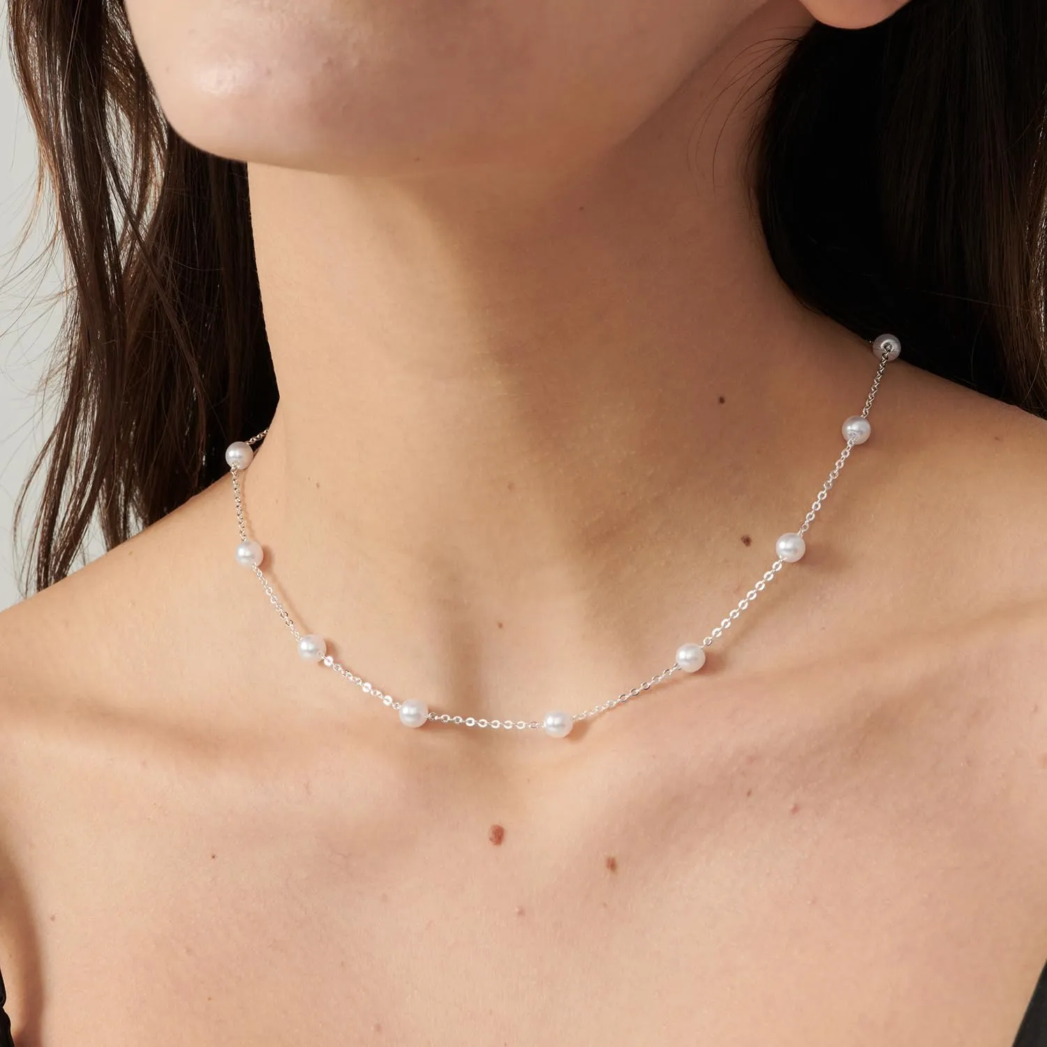 Pearl Necklace for Women- 14K Gold-plated/White Gold-plated Dainty Pearl Necklace for Women