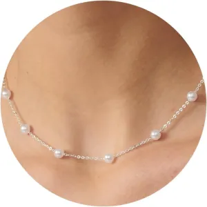 Pearl Necklace for Women- 14K Gold-plated/White Gold-plated Dainty Pearl Necklace for Women