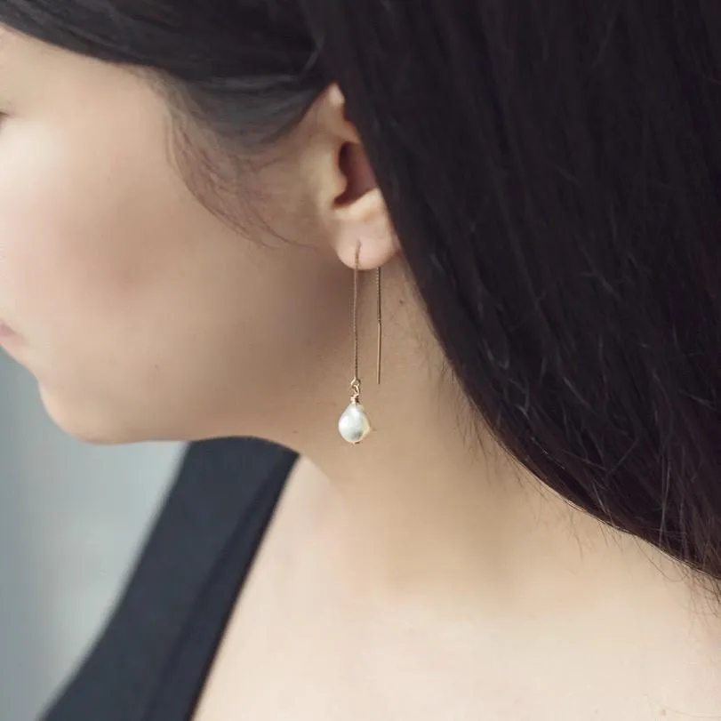 Pearl Threader Earring (14K Gold)