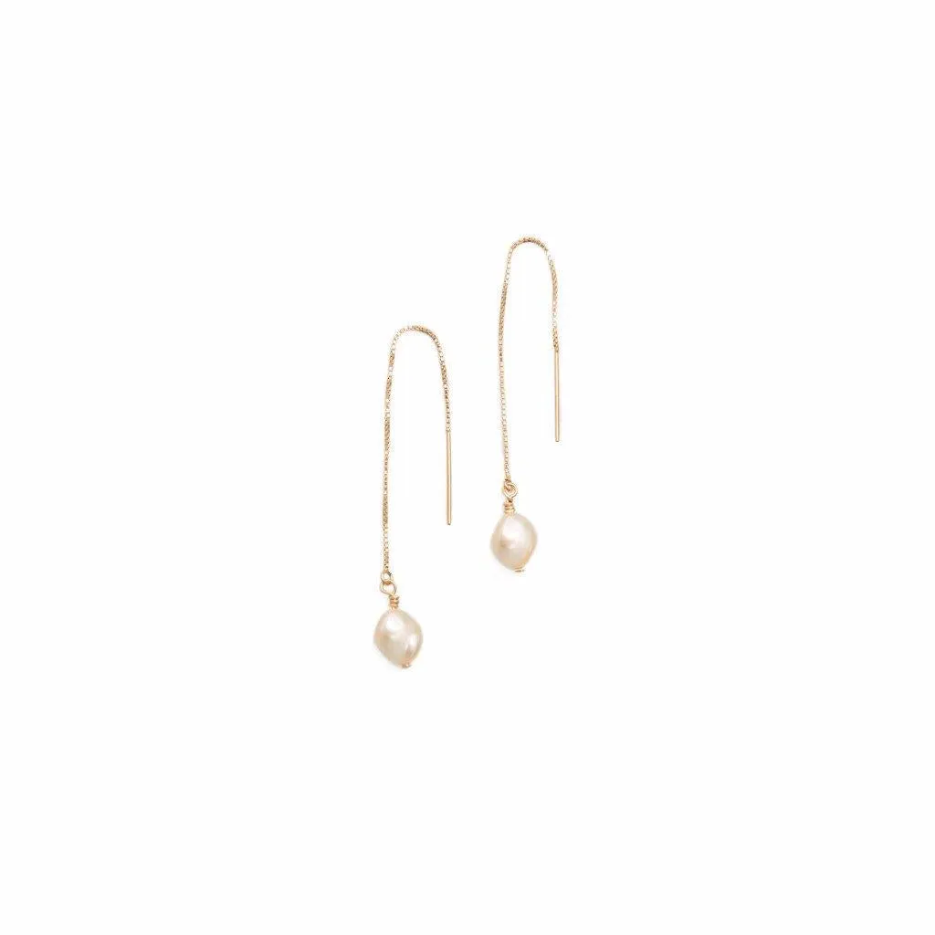 Pearl Threader Earring (14K Gold)