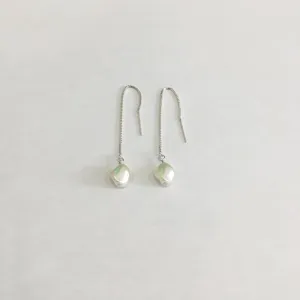 Pearl Threader Earrings (Silver)