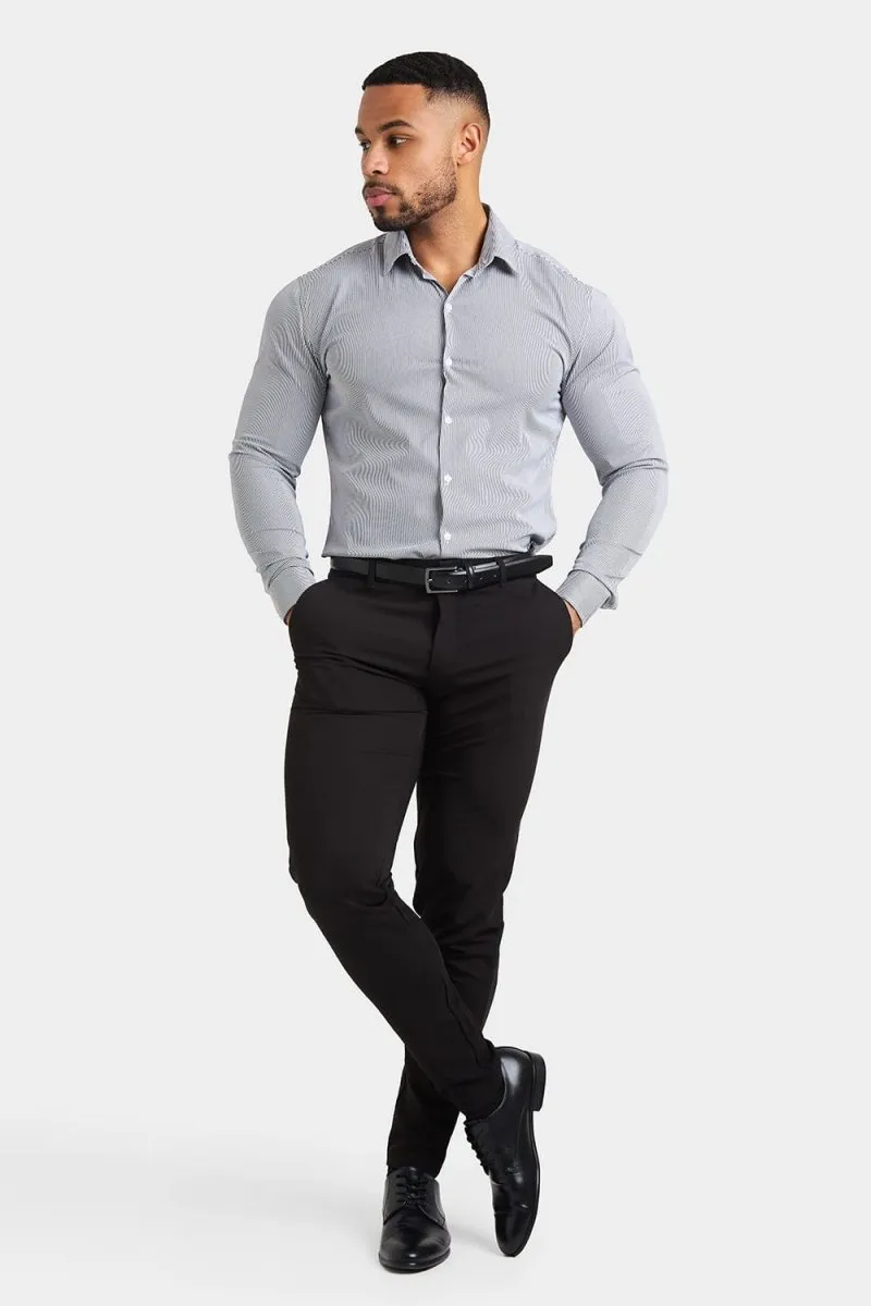 Performance Business Shirt in Navy Fine Stripe
