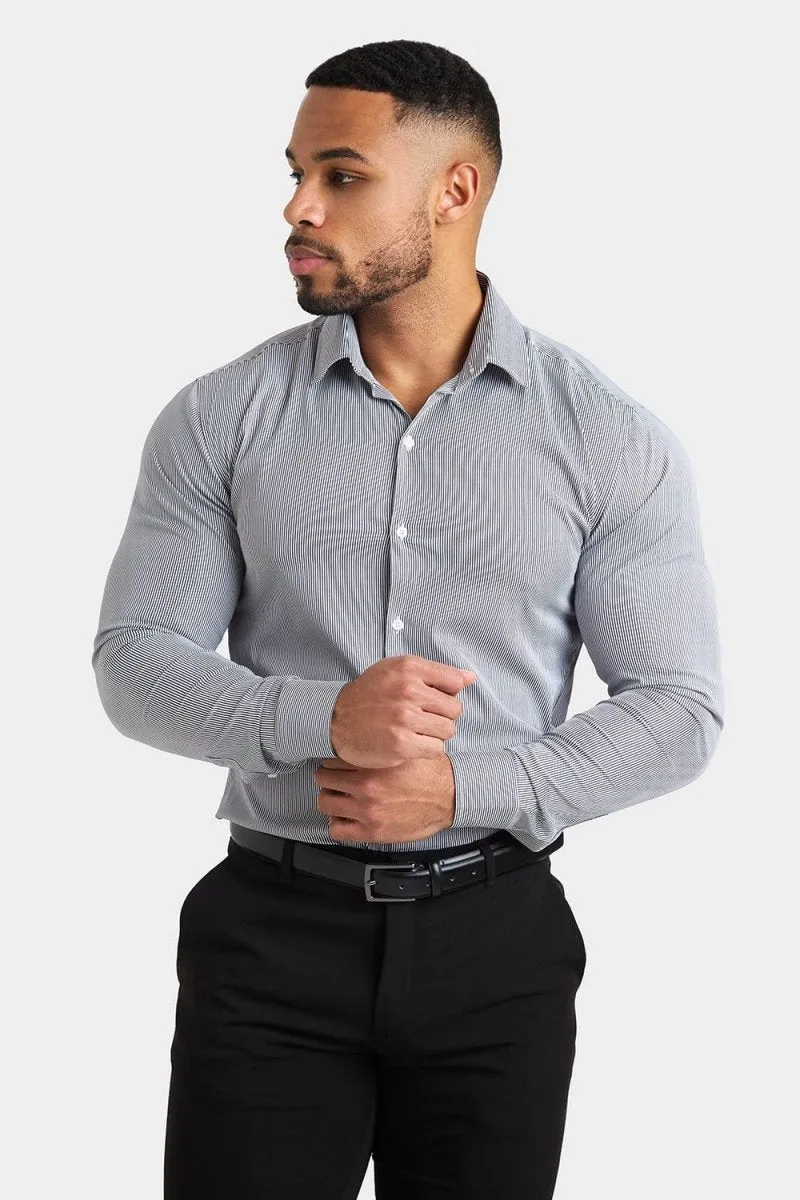 Performance Business Shirt in Navy Fine Stripe