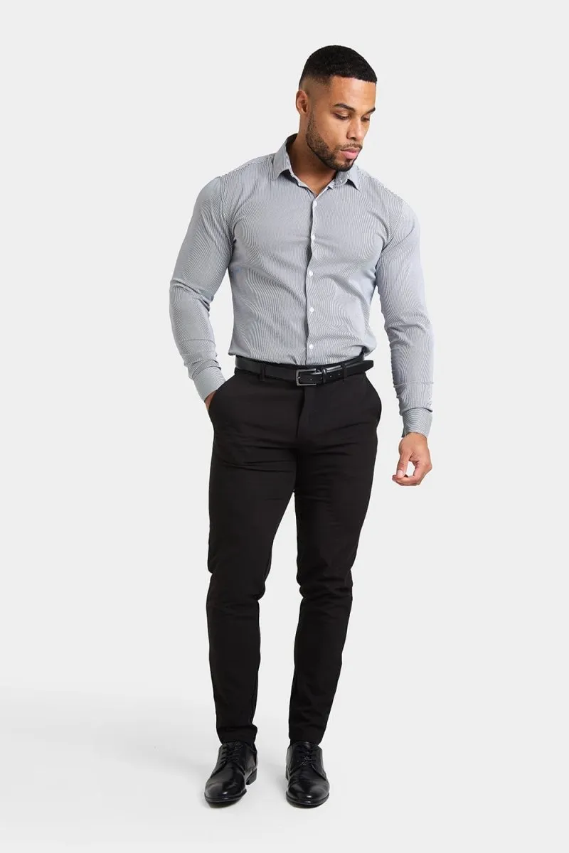Performance Business Shirt in Navy Fine Stripe