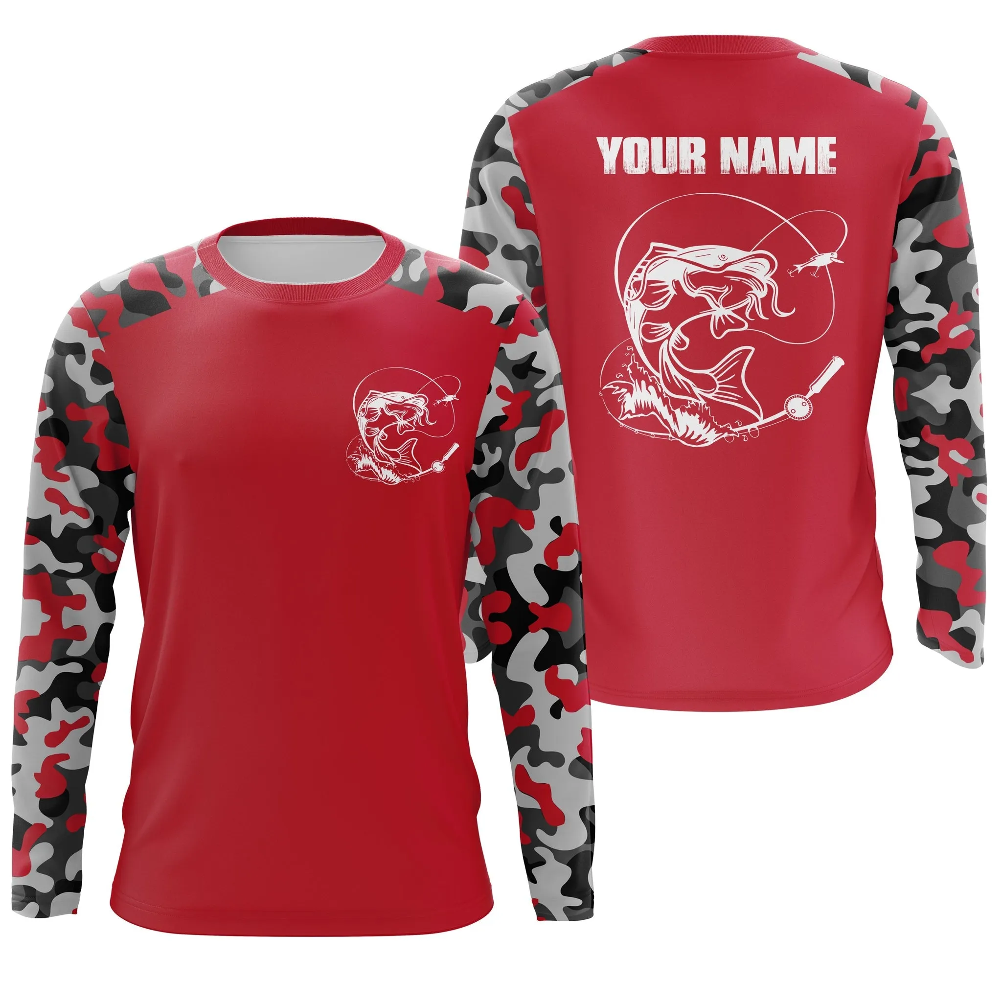Performance Long Sleeve Catfish Fishing Camo Multicolor Shirts, Catfish Fishing Jerseys, Gift for Men Dad