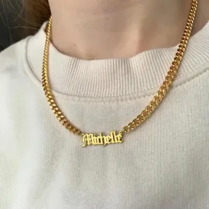 Personalized Gothic Old English Custom Name Cuban Link Chain Necklace-5mm Silver-16-Leave us Message