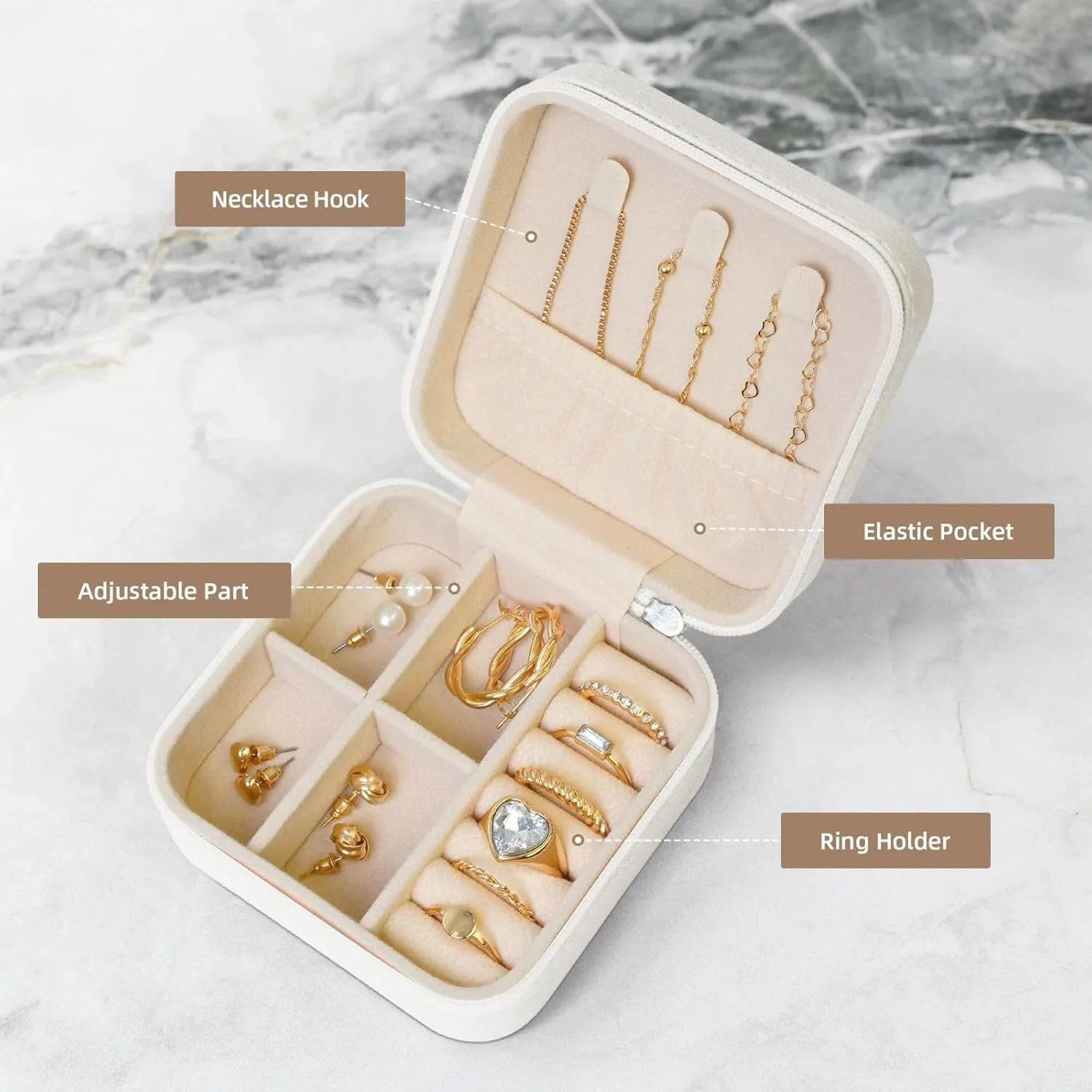 Personalized Jewelry Box for Women Custom Jewelry Travel Case Add Your Own Photo Text Name Pattern Customize Jewelry Box for Rings Earrings Necklaces, WhiteA, 3.9 * 3.9 * 2inch
