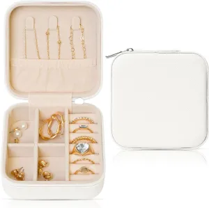 Personalized Jewelry Box for Women Custom Jewelry Travel Case Add Your Own Photo Text Name Pattern Customize Jewelry Box for Rings Earrings Necklaces, WhiteA, 3.9 * 3.9 * 2inch