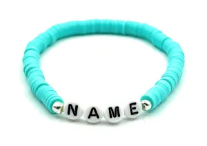 Personalized Name Bracelets, Custom Name, Word, Phrase, Color, and Size, Heishi Polymer Clay Disc Bead, Silver Accent, Handmade Gift for Mother Daughter Sister Father Son Brother