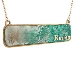 Personalized Name Necklace Gift Emerald Sea Perfect Summer Necklace Beach Jewelry Memory Necklaces