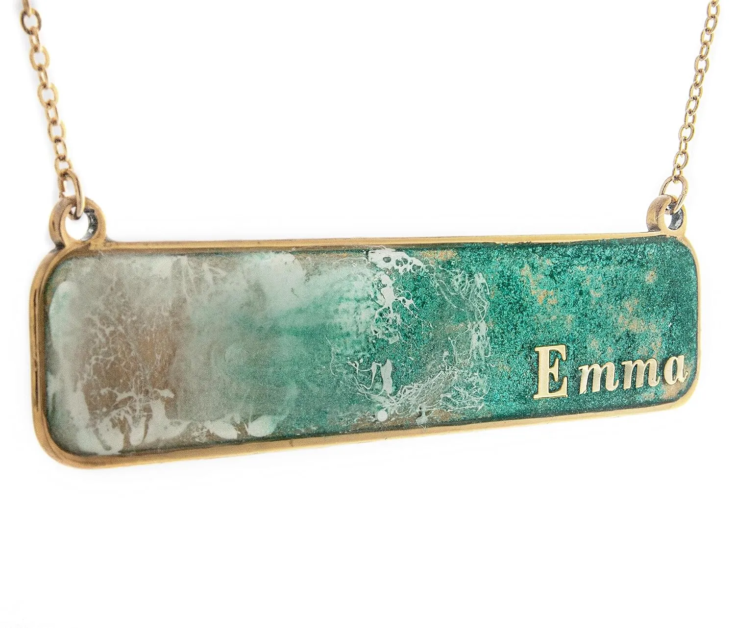 Personalized Name Necklace Gift Emerald Sea Perfect Summer Necklace Beach Jewelry Memory Necklaces