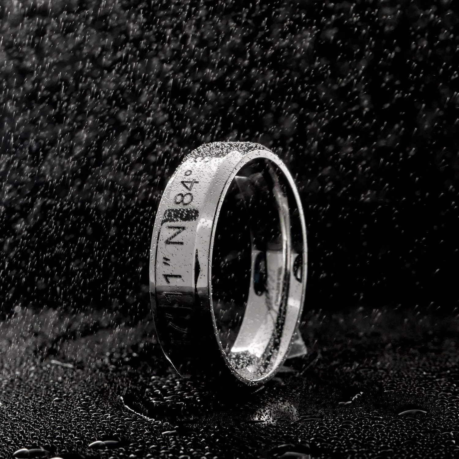 Personalized Ring Custom Beveled Edge Flat Band Ring Delicate Bridesmaid or Wedding Gift Couple Ring Best Graduation Day Gift