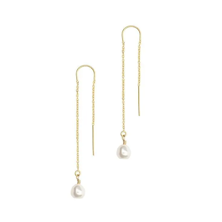 Petite Baroque Threader Earring (14K Gold)