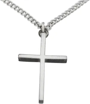 Pewter Cross Pendant Necklace, 24" Endless Chain