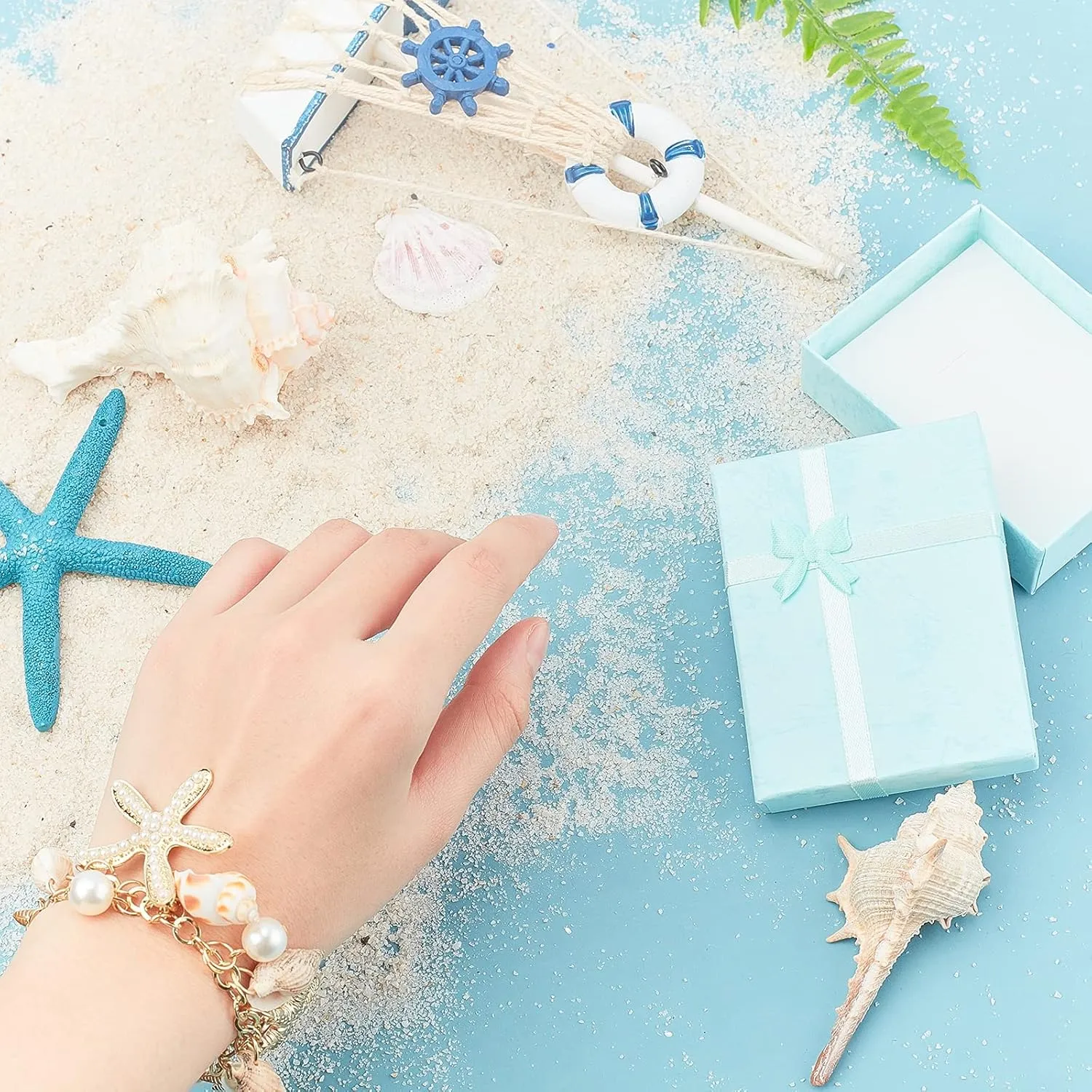 PH PandaHall Fashion Sea Shell Starfish Bracelets Pearl Charm Bracelets Golden Shell Beads Bracelets Mermaid Costume Jewelry for Halloween Women Adjustable Hawaiian Jamaican Ankle Bracelets Jewelry