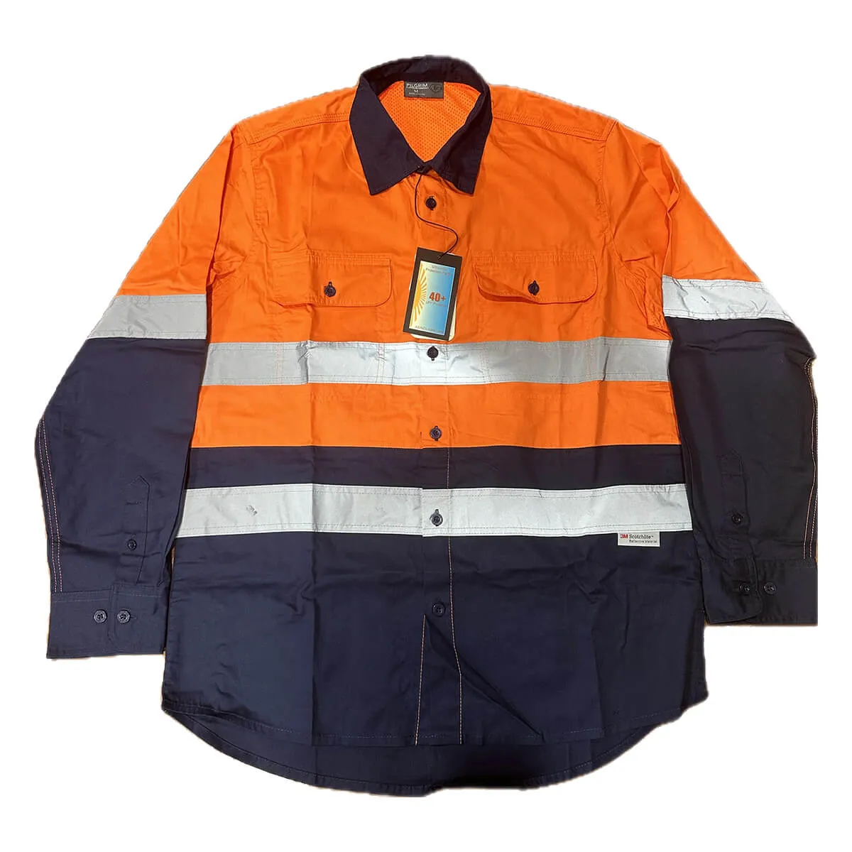 Pilgrim 4625 Mens Hi-Vis Full Button Taped Work Shirt
