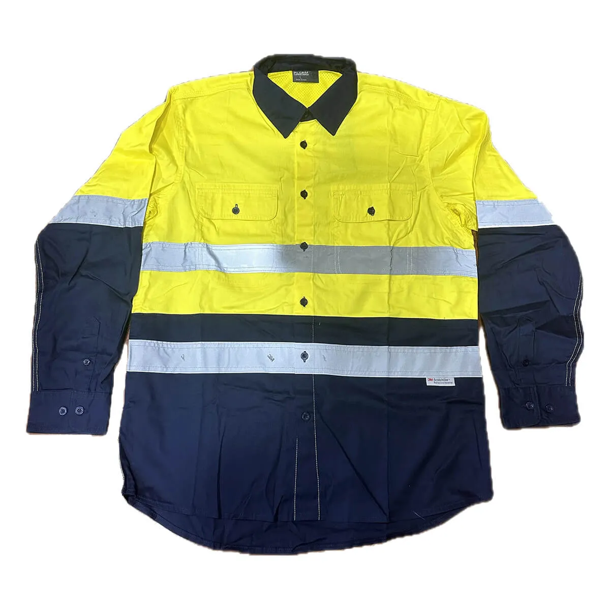 Pilgrim 4625 Mens Hi-Vis Full Button Taped Work Shirt