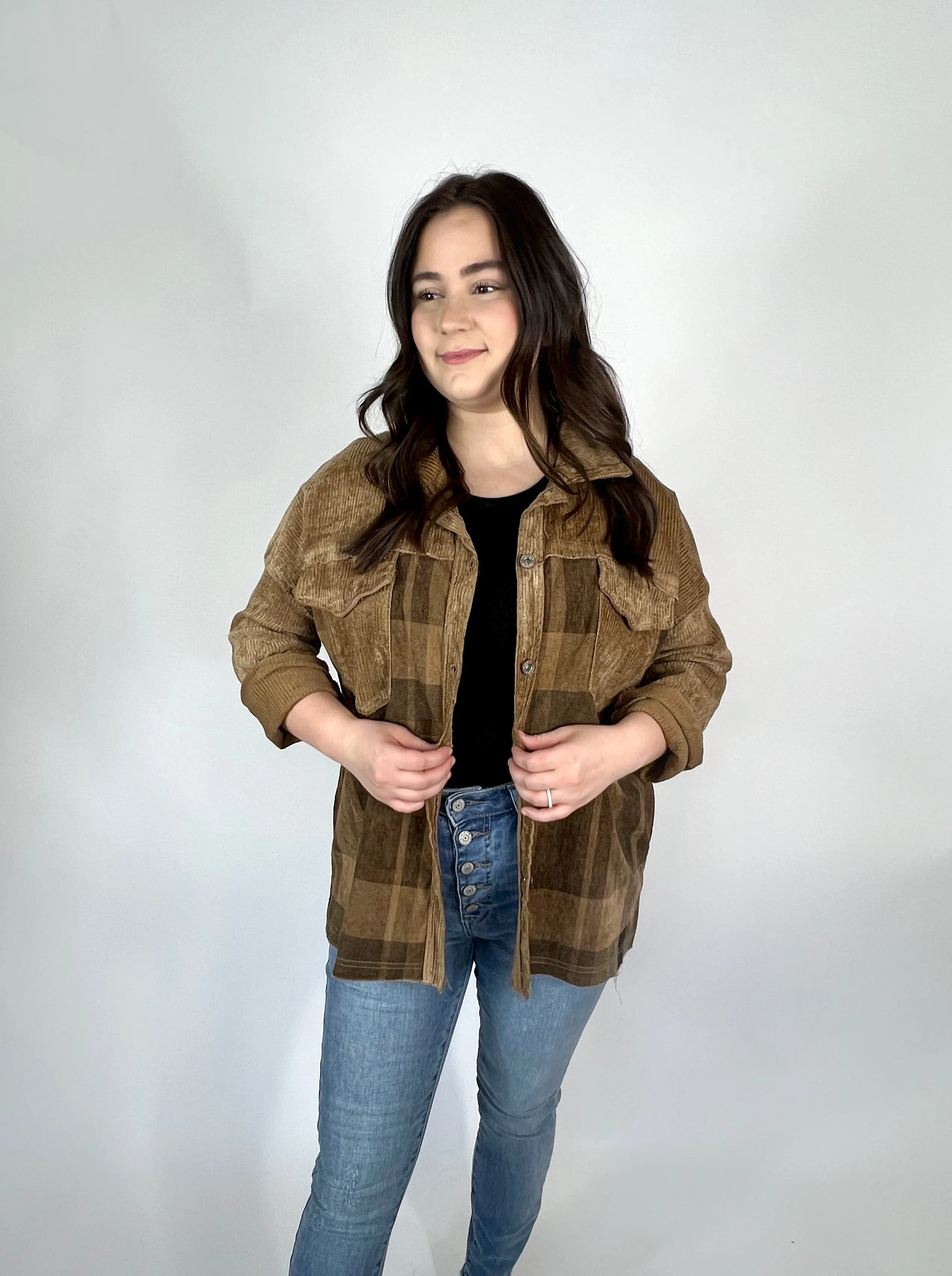 Plaid Corduroy Shacket