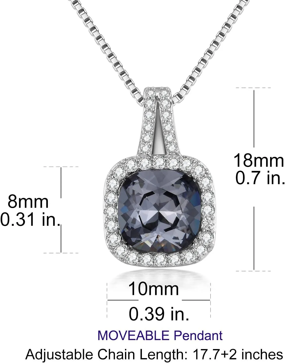 Platinum Plated Cubic Zirconia/Austrian Crystal Cushion Shape Halo Pendant Necklace/Earrings