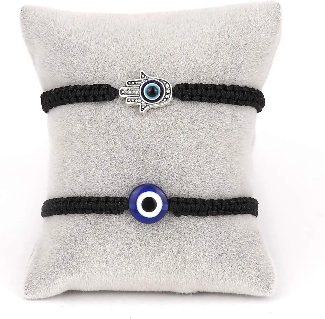 POYAMUSE Set of Evil Eye & Hamsa Hand Braided Adjustable Bracelets - Protective Good Luck Jewelry for Men and Women - Thread Rope String Amulet Bracelets for Family Frends