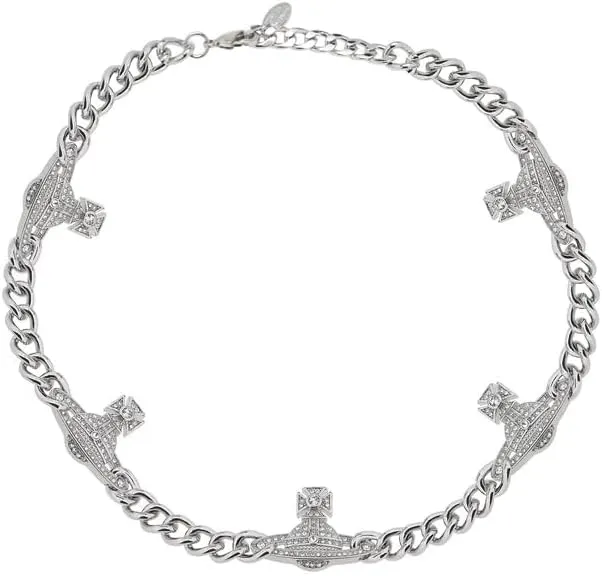 Punk Necklaces of Saturn for Women - Silver Crystal Quartz Saturn Choker Pendant Necklace
