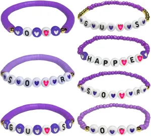 Purple Friendship Stretch Bracelets Singer Merch Concert Outfit for Girls Women Birthday Party Stuff, Pack of 7, Standard