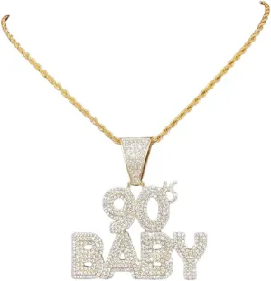 Razered Men Women Hip Hop Pendant Necklace with 13mm Cuban Chain Hiphop Iced Out Bling Necklaces Fashion Jewelry Charm Gifts