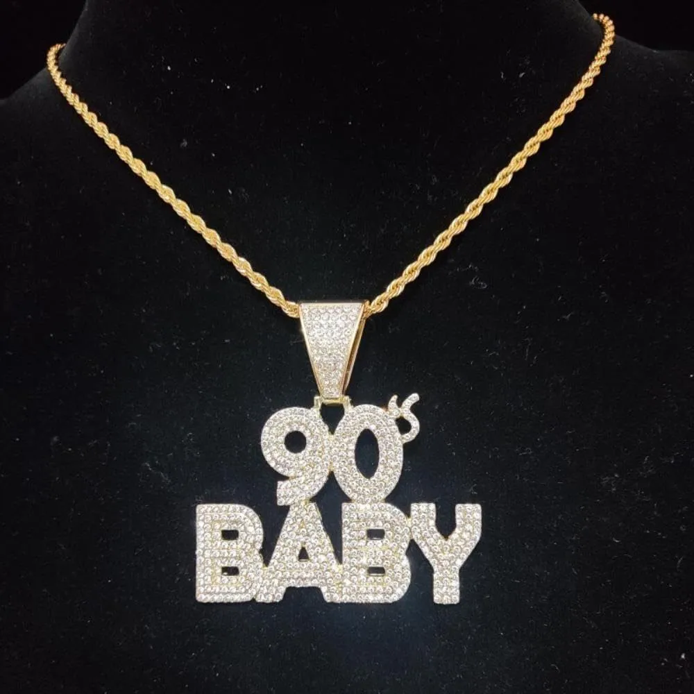 Razered Men Women Hip Hop Pendant Necklace with 13mm Cuban Chain Hiphop Iced Out Bling Necklaces Fashion Jewelry Charm Gifts
