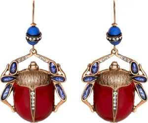 Red Scarab Earrings, Vintage Art Deco Egyptian Revival Style Beetle Bug Insect Dangle Earrings for Women, Hypoallergenic, Unique Statement Jewelry for Halloween