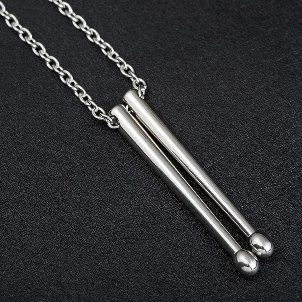 Rock Drumstick Pendant Necklace for Men Drummer Gifts Stainless steel Drum Stick Necklaces