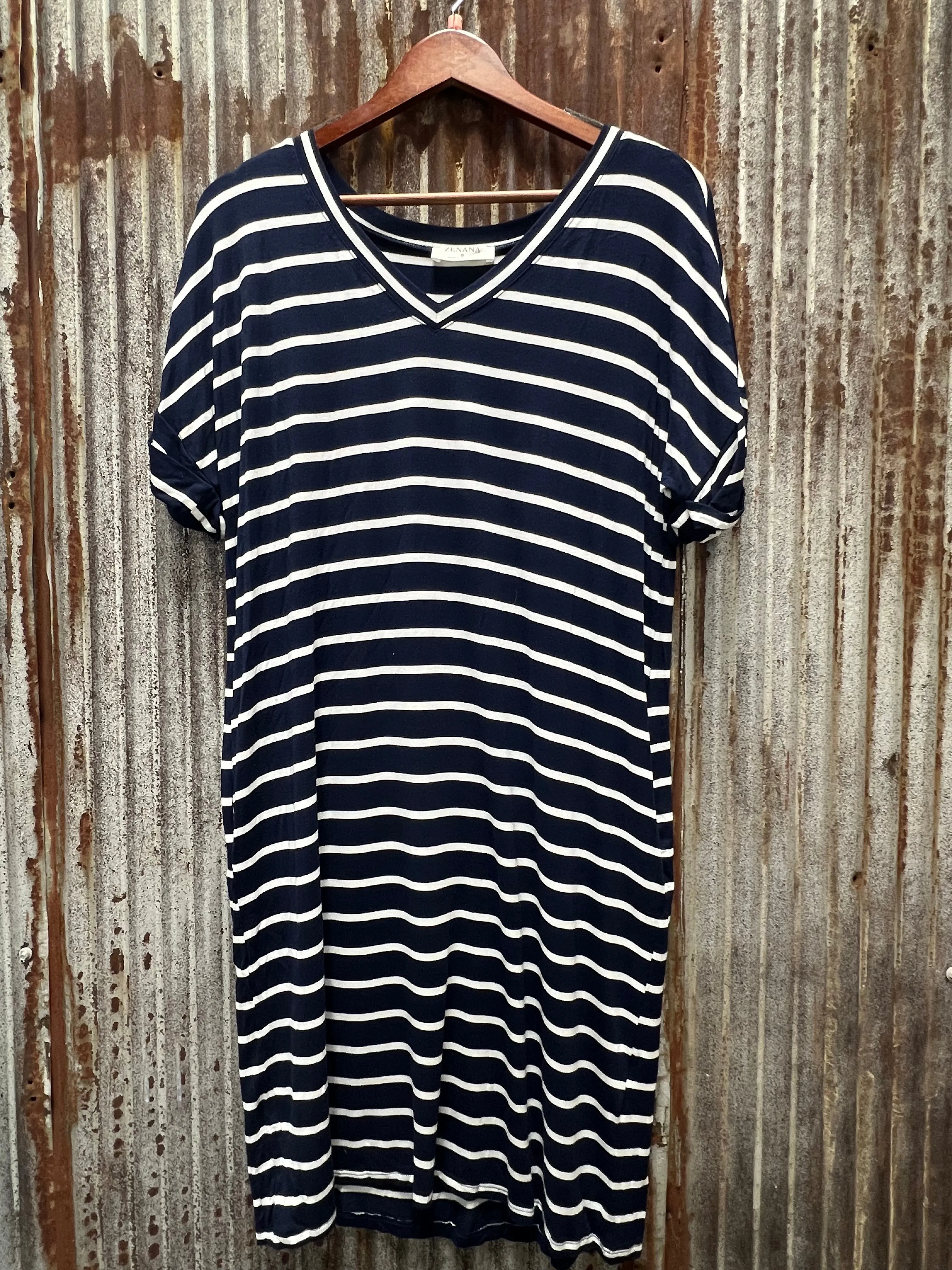Rolled tee dress with pockets