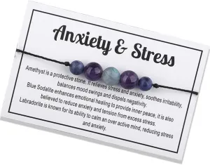 Ronglry Crystal Bracelet for Women Men - Spiritual Healing Stones Amethyst Gem Bracelet for Anxiety Relief - Natural Beads Jewelry