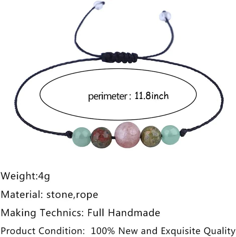 Ronglry Crystal Bracelet for Women Men - Spiritual Healing Stones Amethyst Gem Bracelet for Anxiety Relief - Natural Beads Jewelry