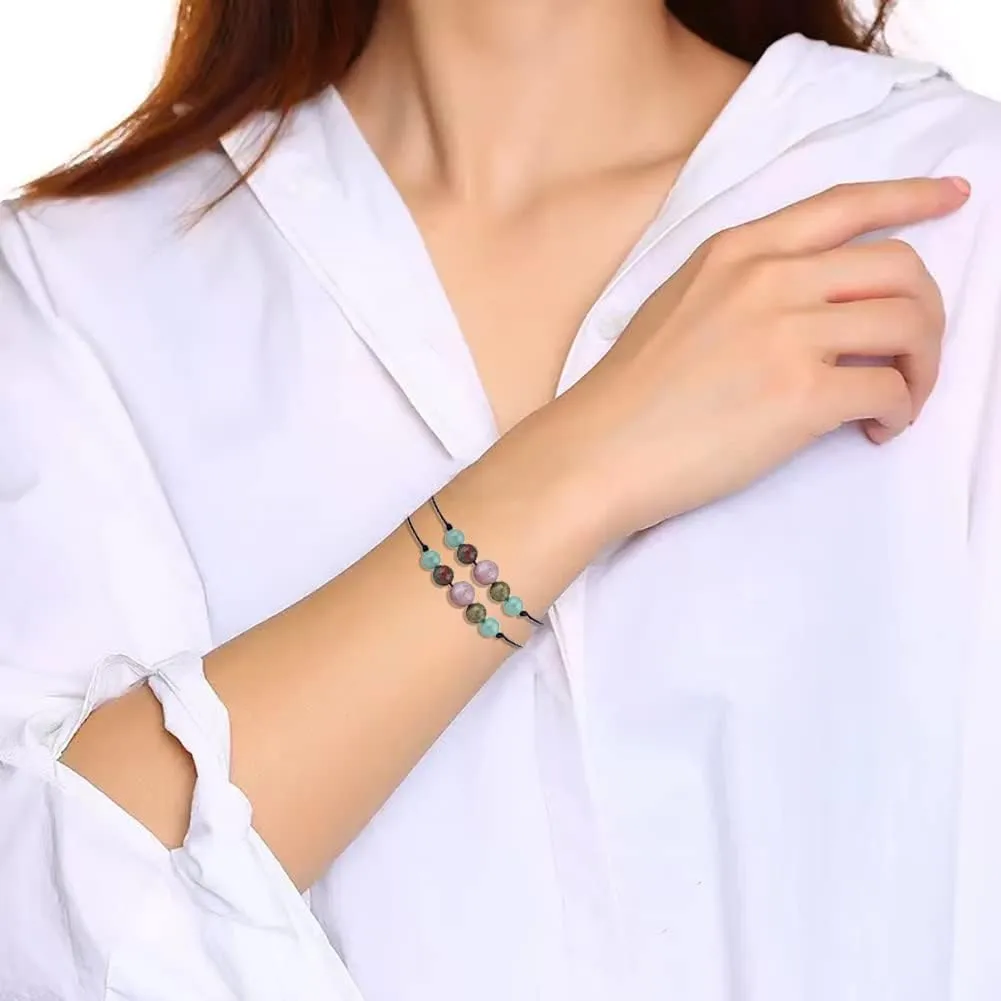 Ronglry Crystal Bracelet for Women Men - Spiritual Healing Stones Amethyst Gem Bracelet for Anxiety Relief - Natural Beads Jewelry