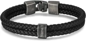 ROSI Men's Leather Cuff Bracelet RetroVintage Style Customizable Gift Personalize with Names for a Unique Touch Handcrafted Leather Bracelet for Dad Ideal for Customized Bracelets Fathers Day