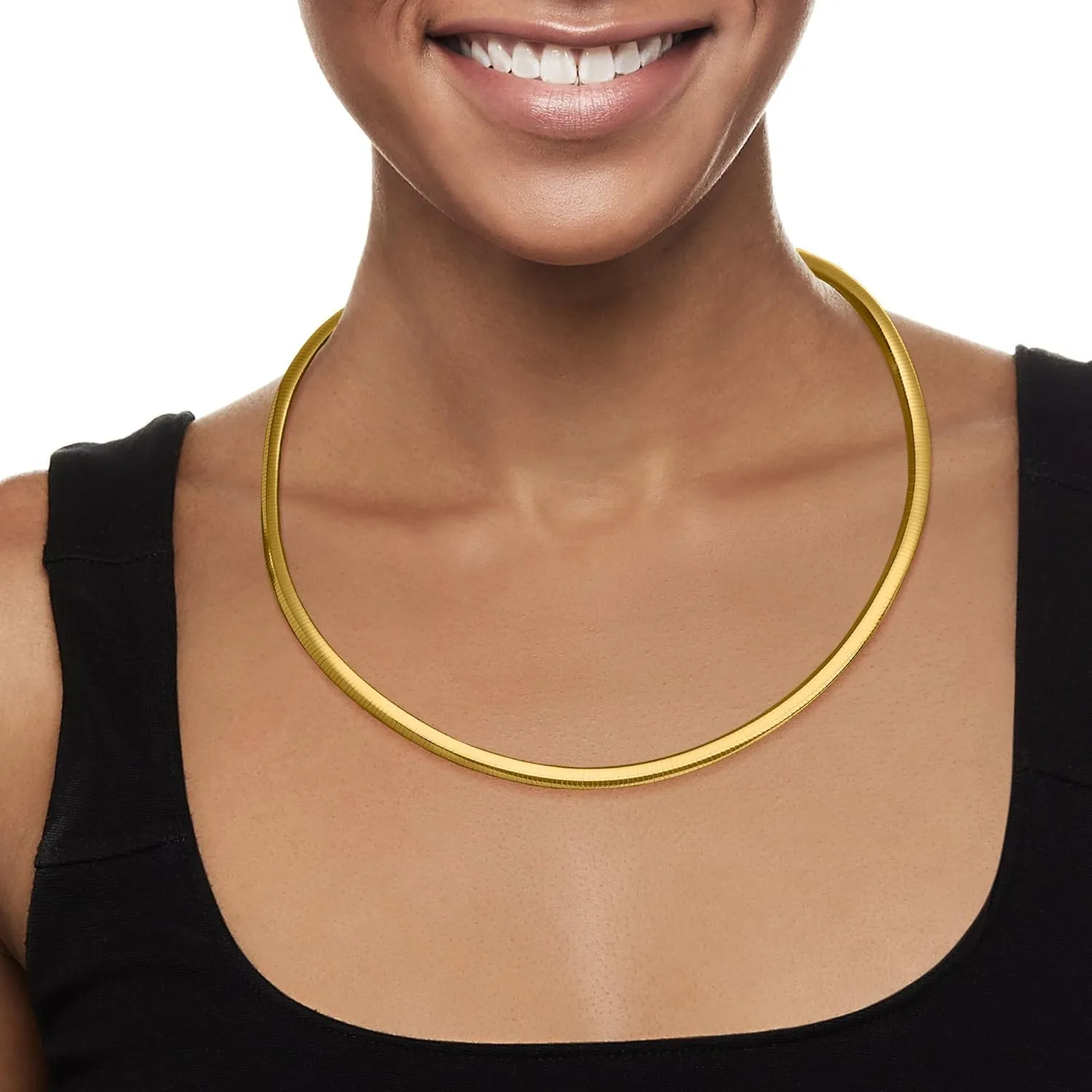 Ross-Simons Italian 6mm 18kt Gold Over Sterling Omega Necklace