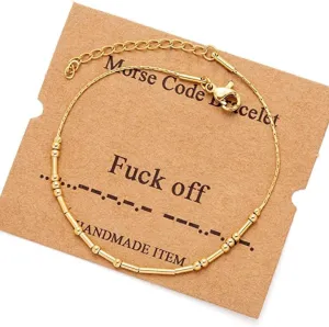 Rrdaily Encouragement Gold Plated Morse Code Bracelets for Women,Inspirational Adjustable Bracelets Gifts for Couples Mom Daughter Best Friend