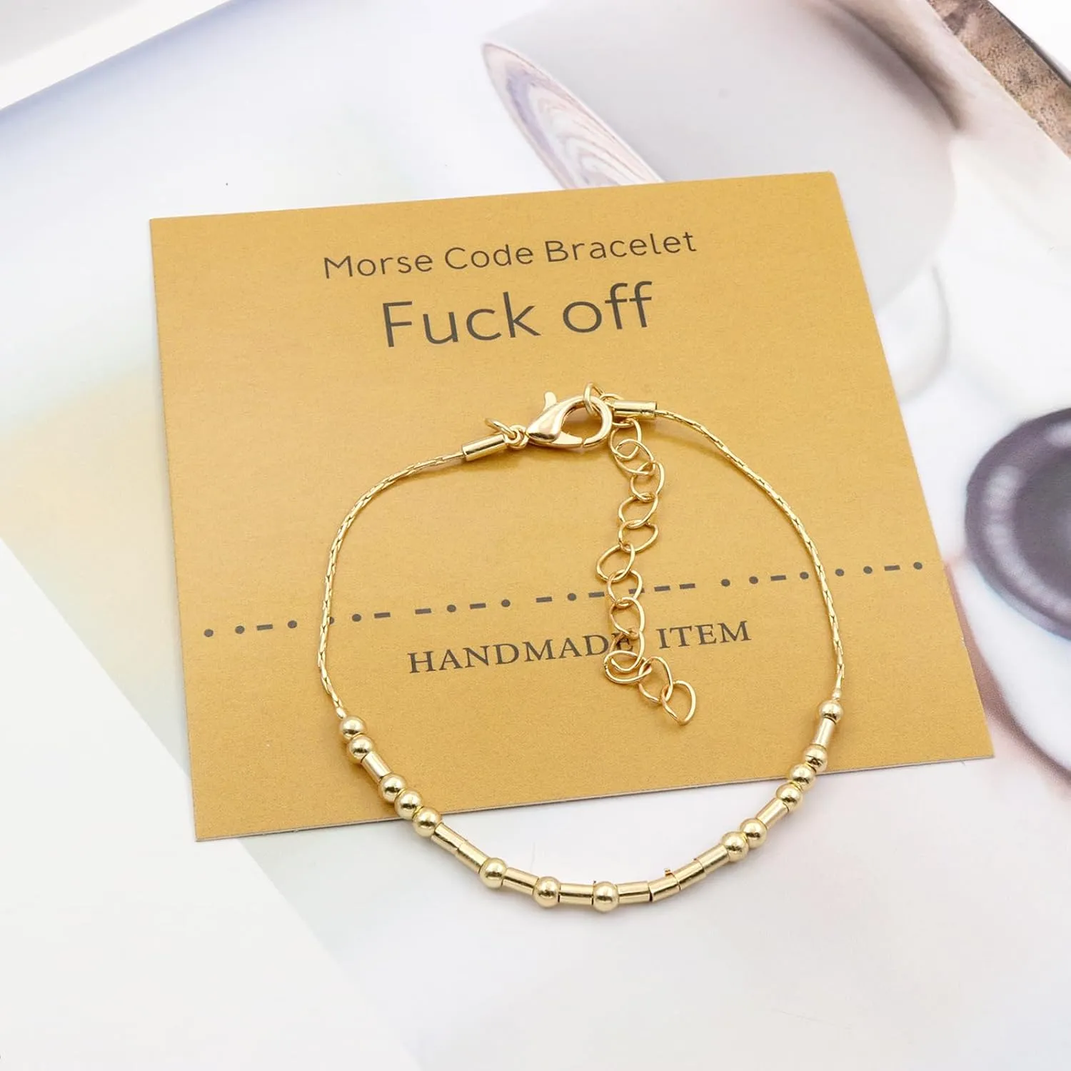 Rrdaily Encouragement Gold Plated Morse Code Bracelets for Women,Inspirational Adjustable Bracelets Gifts for Couples Mom Daughter Best Friend