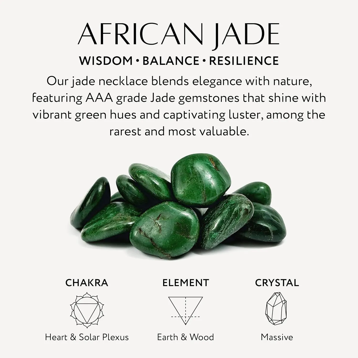 RTZN Mens Beaded Necklaces  Premium Artisan Handcrafted Jade Necklace for Men  6MM Beaded Necklace for Men and Women Adjustable 22"- 24 Inches (African Jade)