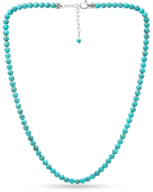 RTZN Mens Beaded Necklaces  Premium Artisan Handcrafted Turquoise Necklace for Men  6MM Beaded Necklace for Men and Women Adjustable 22"- 24 Inches (Turquoise)