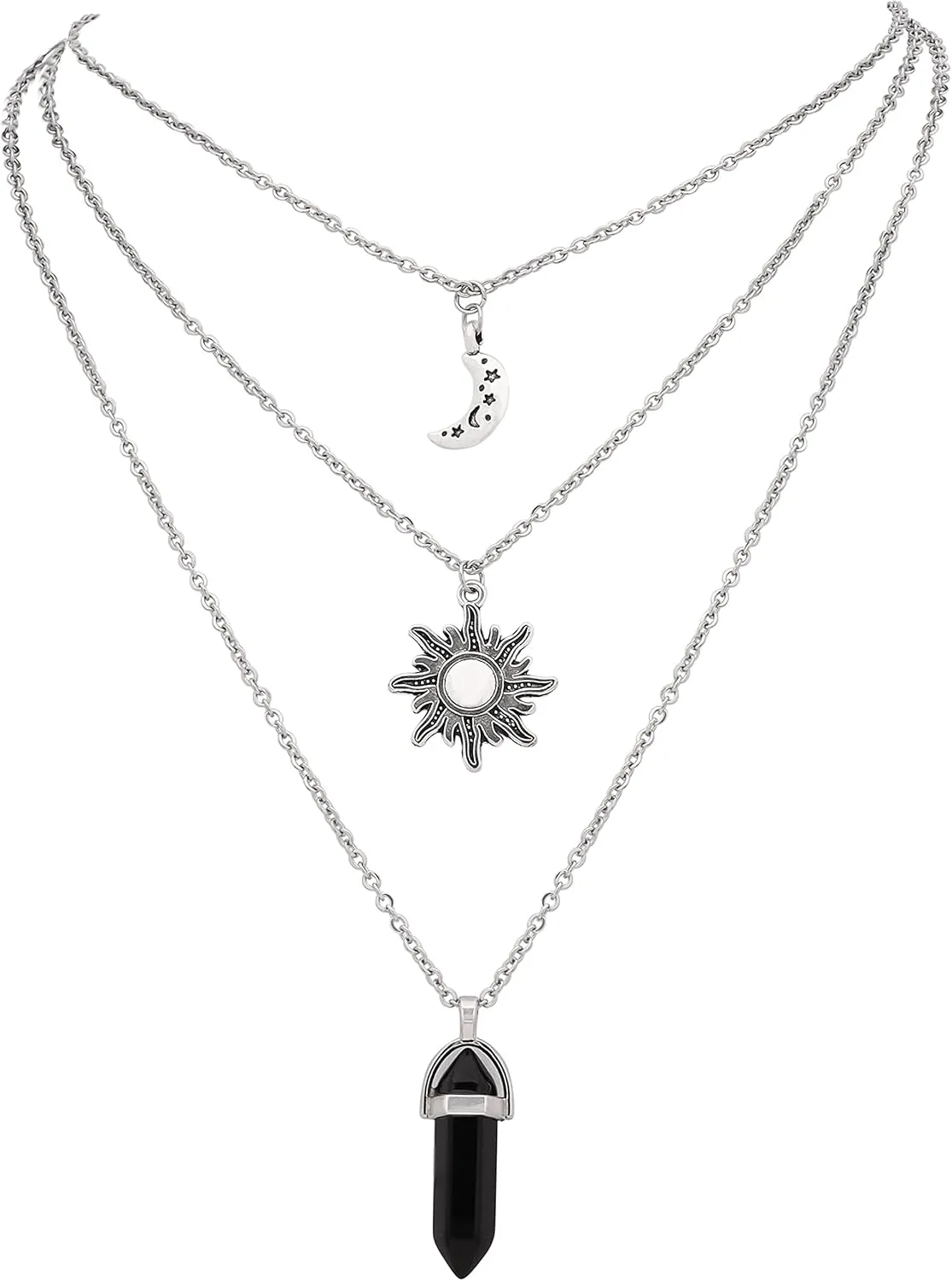 Sacina Gothic Crescent Moon Choker Necklace, Moon Sun Star Choker Necklace, Halloween Christmas New Year Jewelry Gift for Women