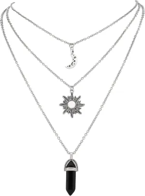 Sacina Gothic Crescent Moon Choker Necklace, Moon Sun Star Choker Necklace, Halloween Christmas New Year Jewelry Gift for Women