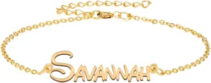 Savannah Custom Name Bracelet Personalized Dainty Bangles Engraved Cutted Crafted Friendship Ankle Jewelry Gift for Womens