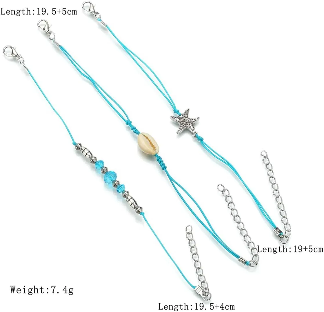 Seashell Bracelet Anklet Choker Shell for Women Bohemian Handmade Adjustable Beach Shell Bracelet Creative Shell Turtle Starfish Cross Bracelet Bangles Beach Summer Statement Hawaii Beach Parties Jewelry